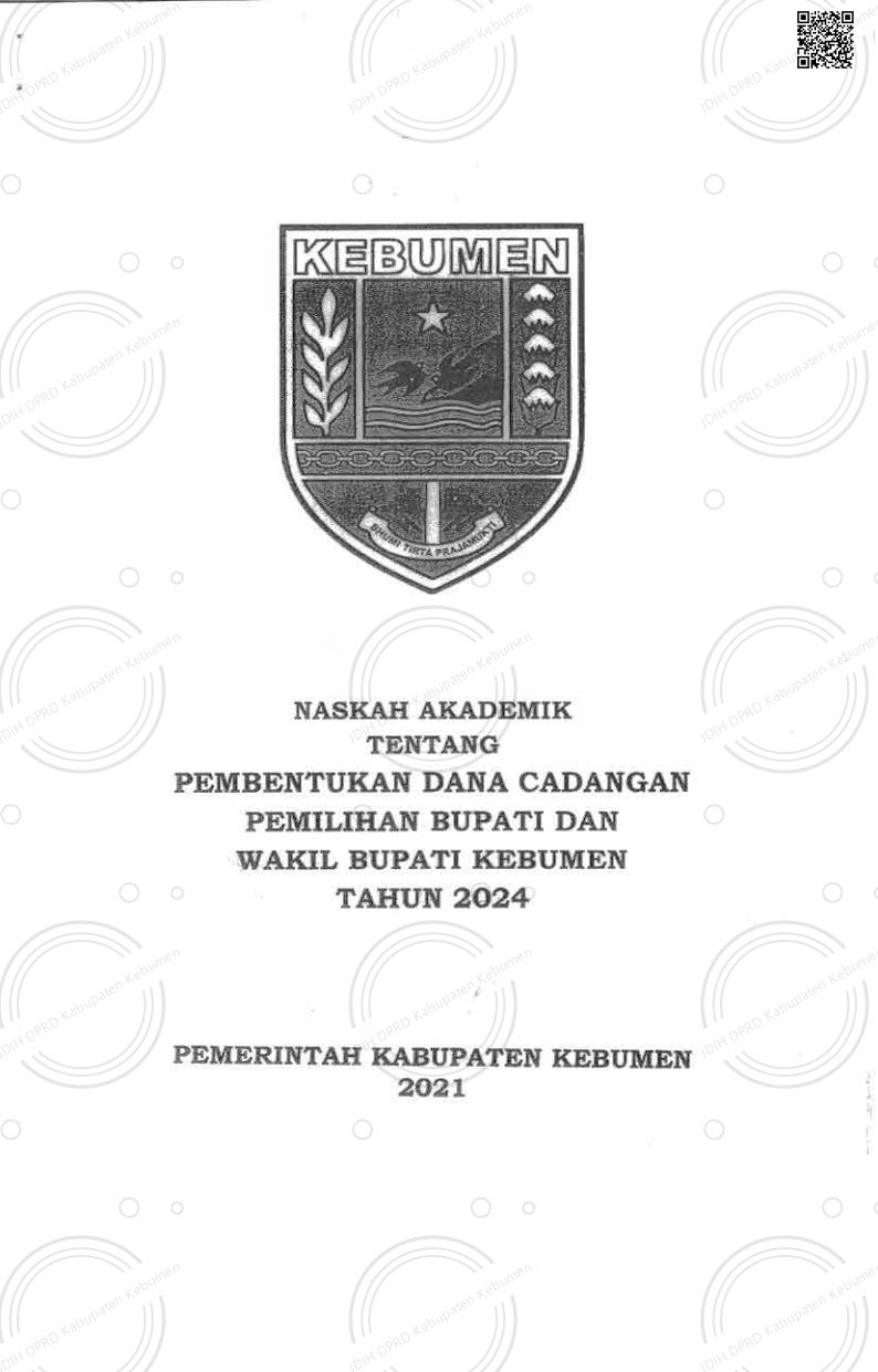 Naskah Akademik Raperda tentang Pembentukan Dana Cadangan Pemilihan Bupati dan Wakil Bupati Kebumen Tahun 2024