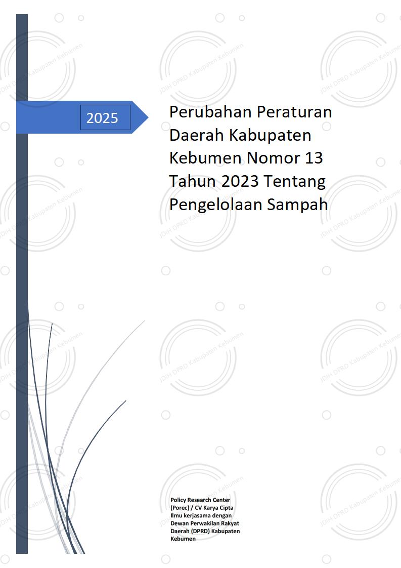Naskah Akademik Rancangan Peraturan Daerah Kabupaten Kebumen tentang Pengelolaan Sampah